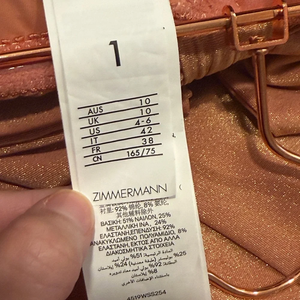 ZIMMERMANN Coco Metallic Drape Bow One-Piece Swimsuit -Shell Pink Sz: 1 (US 4-6) - Picture 11 of 12